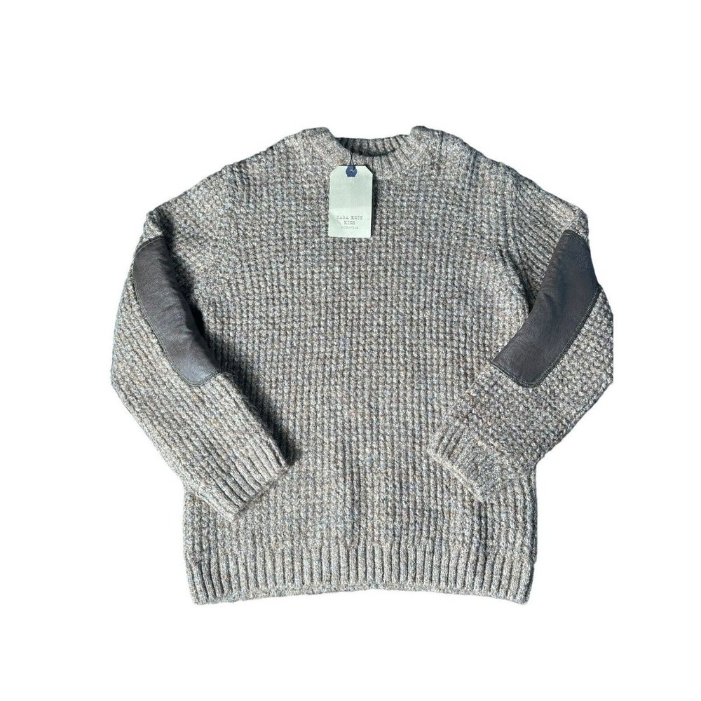 Zara Kids Size 9 134 Cm Chunky Knit Sweater In Brown Blend Cotton Blend #F2-3